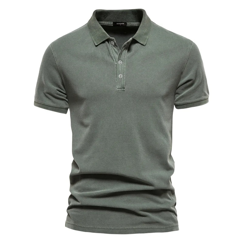 Cotton Solid Men's Polo Shirts Casual Short Sleeve Turndown Men's Shirts Fashion Streetwear Polos for Men