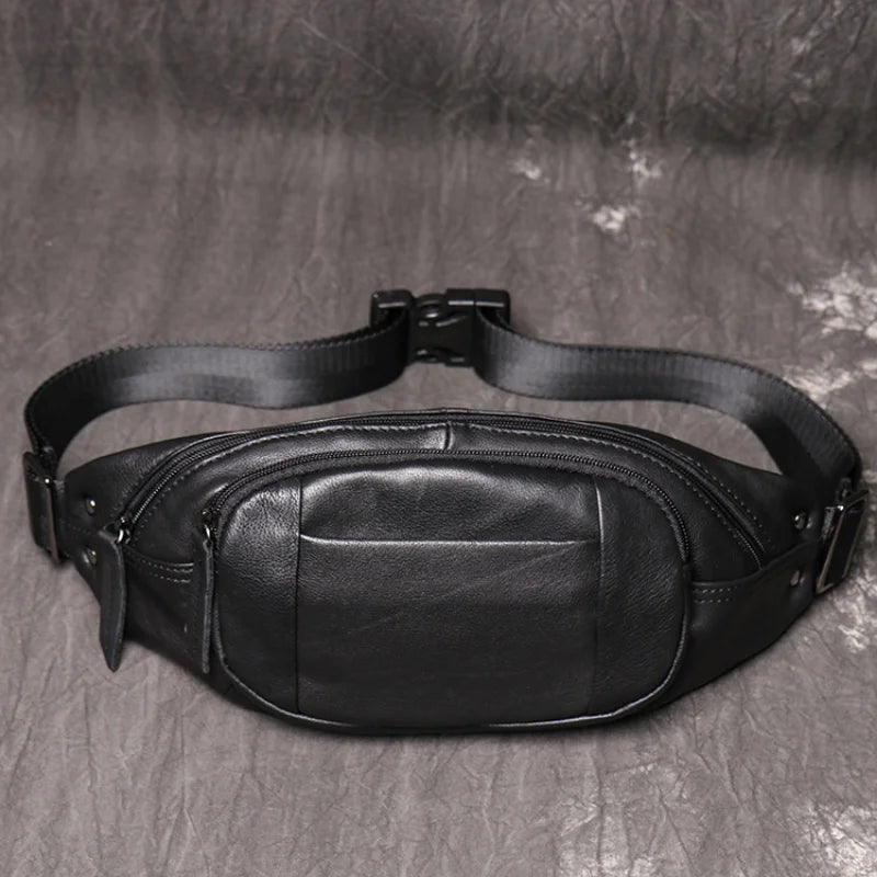 Men's chest bag leather women's waist pack casual crossbody bag