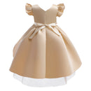 Elegant Children's Red Flower Dress Girls Dresses For Party And Wedding Tulle Bridesmaid Costume
