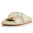 Autumn Winter Product Leather Flat Bottom Cross Belt Women Furniture Outdoor Warm Plush Slippers