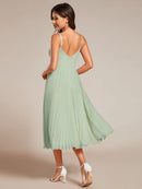 Elegant Evening Dresses Deep Neck Midi Dress