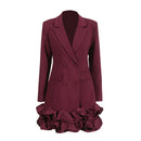Elegant Chic Dresses for Women Notched Collar Patchwork Double Breasted Mini Dress Female