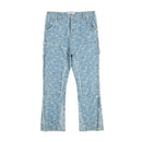 Frayed Urban Flower Full Patchwork Baggy Flare Jeans for Men Straight Oversize Denim Trousers