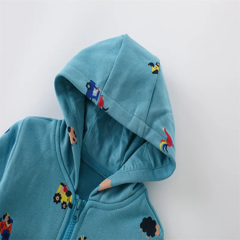 Unicorn Outwear Girls Hooded Shirts With Zipper Children's Jackets Outwear Spring Wear
