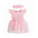 Baby Girl Romper Flower Lace Princess Pagenat Party Birthday Jumpsuit Headband Infantil Toddler Overalls Tops