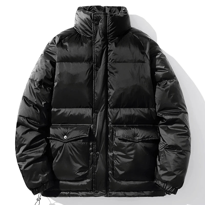 Men's Padded Jacket Winter White Duck Down Fluffy Puffer Outerwear Black Oversize Coat Male