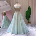 Luxury Dubai Mint Green Evening Dresses Elegant Off Shoulder Lilac Arabic Formal Dress for Women Wedding Party
