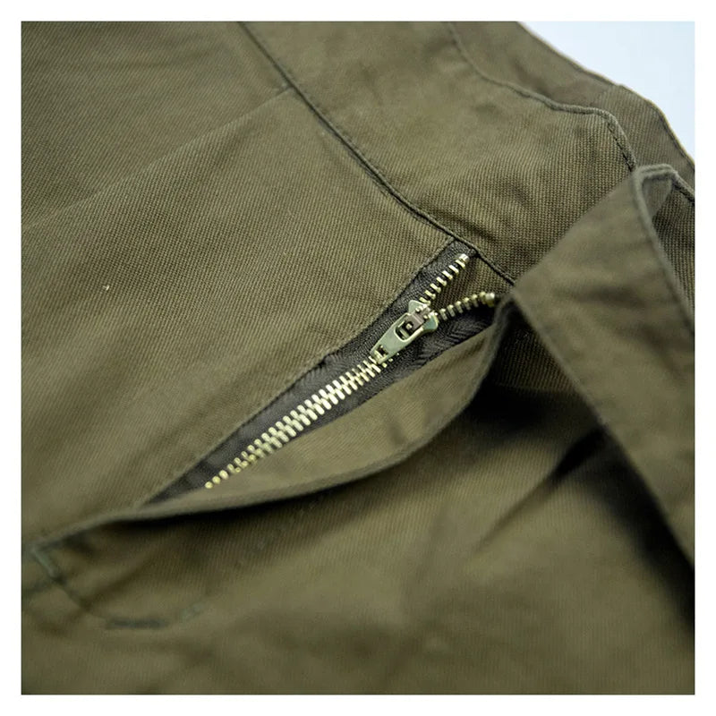 Military Waist Buckle Shorts Retro British Cotton Shorts Naples Green Canvas Cargo Short Trousers Leisure Workwear