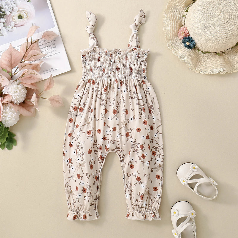 Summer Infant Baby Girls Rompers Jumpsuit Straps Sleeveless Halter Floral Overalls Clothes