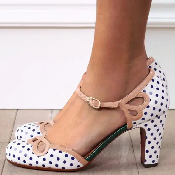 women summer square heel buckle strap round toe women shoes casual party wedding ladies pumps