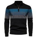 Autumn Winter Knitted Sweater Men Vintage Striped Sweater Male Jumper Pullover Zipper Stand Collar Sweater