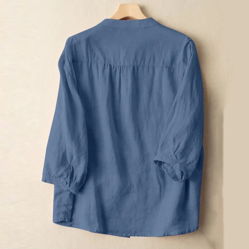 Summer Women's Blouse Solid Tops Female Casual Elegant Shirts Vintage