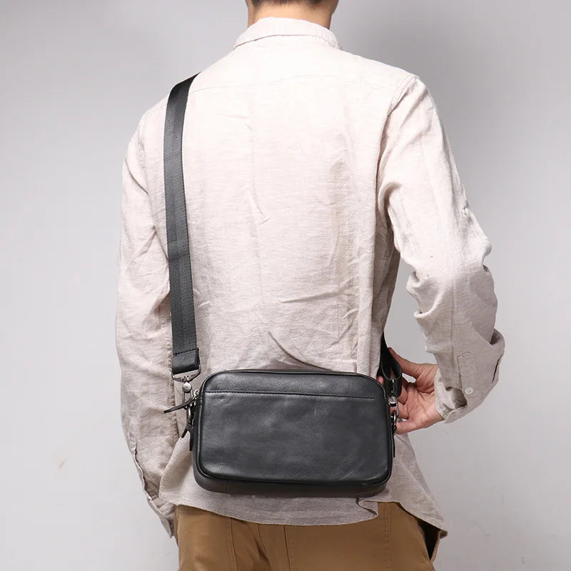 Men's Genuine Leather Shoulder Bag Crossbody Small Backpack Handheld Bag