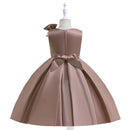 Bridesmaid Dress Sweet Girl's Green Party Dresses For Weddings Bow Embroidery Performance Clothes