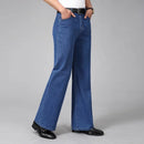 Men's Summer Thin Light Blue Flared Jeans Men's Mid Waist Stretch Jeans Large Straight Jeans