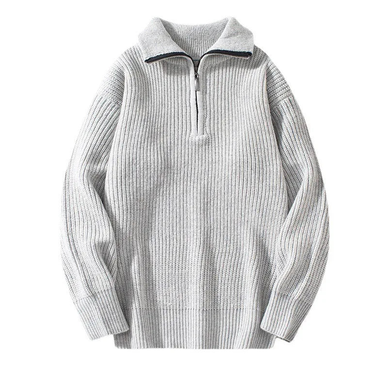 Sweater Men Casual Warm Loose Zipper Long Sleeve Sweaters Male Jumper Clothes Knitwear Pull