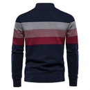 Autumn Winter Knitted Sweater Men Vintage Striped Sweater Male Jumper Pullover Zipper Stand Collar Sweater