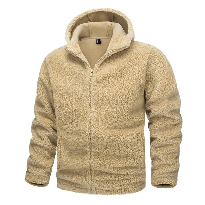 Men's Jackets Thermal Fleece Coats Casual Winter Jacket with Hood