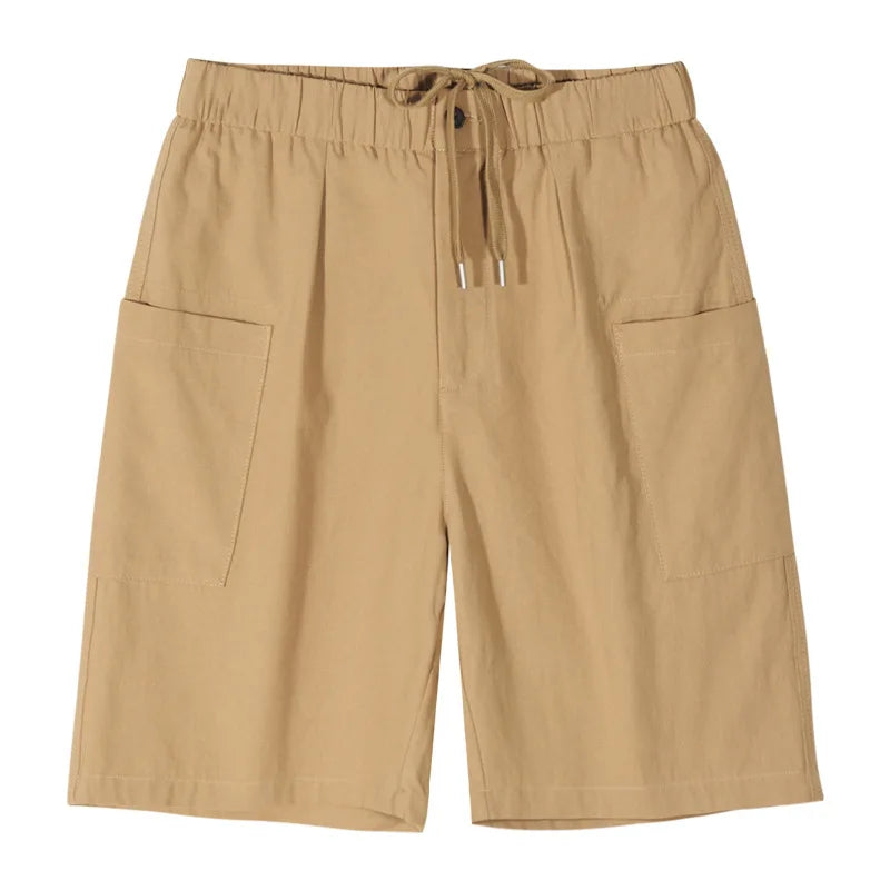 Men Shorts Casual Summer Solid Loose Pocket Thin Straight Short Pants
