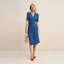 Button Tea Break Skirt Wrap Skirt Dress Summer French Retro European and American Women's Wear