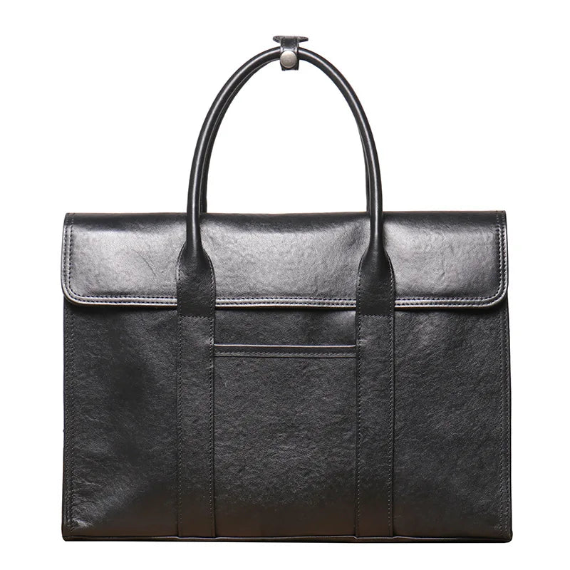 Men's Genuine Leather Business Bag Wearing Trolley Case Business Briefcase Large Capacity Laptop Case