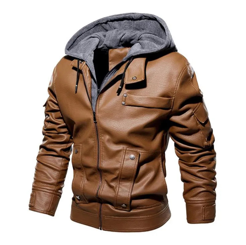 Winter Mens Leather Jackets Casual Motorcycle Jacket Biker Fleece warm Coats Windbreaker Leather Jacket
