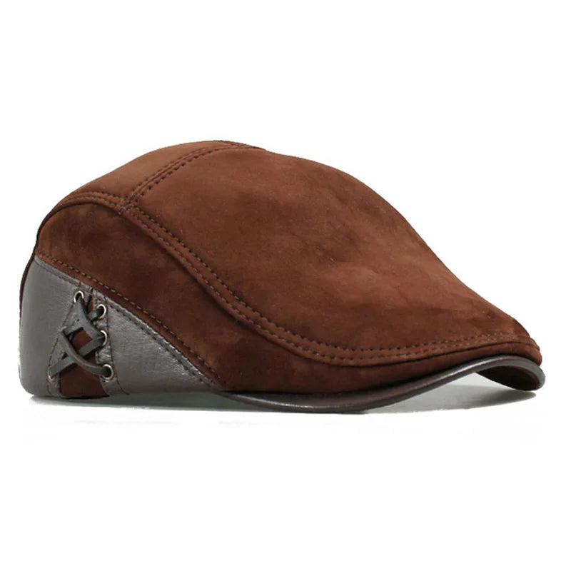 Leather Beret Caps Man Casual Fitted