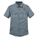 Summer Men Casual Shirt Embroidery Male Tooling Shirts Men Clothing Outdoor hunting