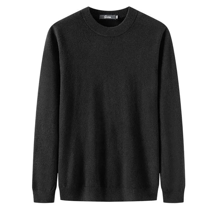Wool solid seamless black Spring autumn Men pullovers sweater