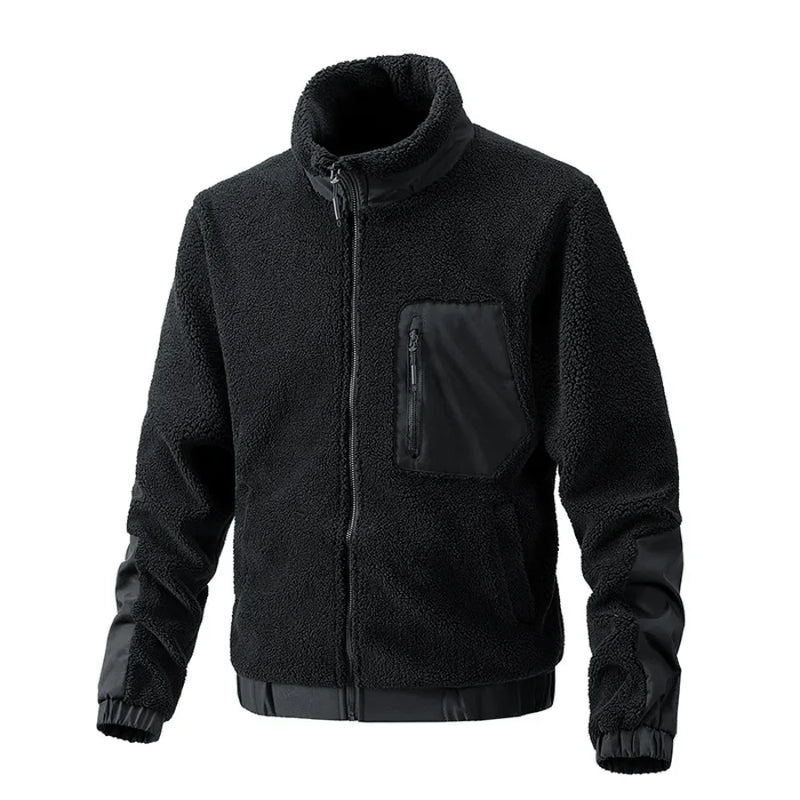 Autumn Winter New Lamb Fleece Coats Men's Stand Collar Thicker Warm Jackets Cardigan Outdoor Sport Casual Jacket for Men