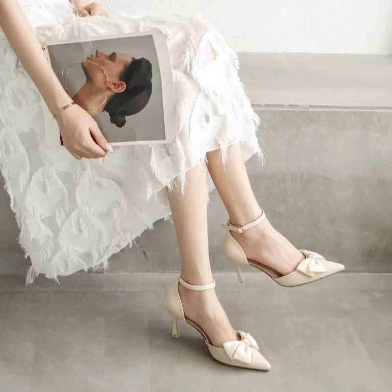 Medium Heel Heels Women's Shoes Trend Pointed Toe Butterfly Stilettos Elegant Dress Weddings Bridal Party White Designer