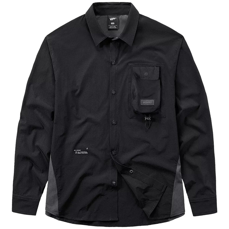 Spring Long Sleeve Tactical Shirts Coat Men Black Tops Male Clothing