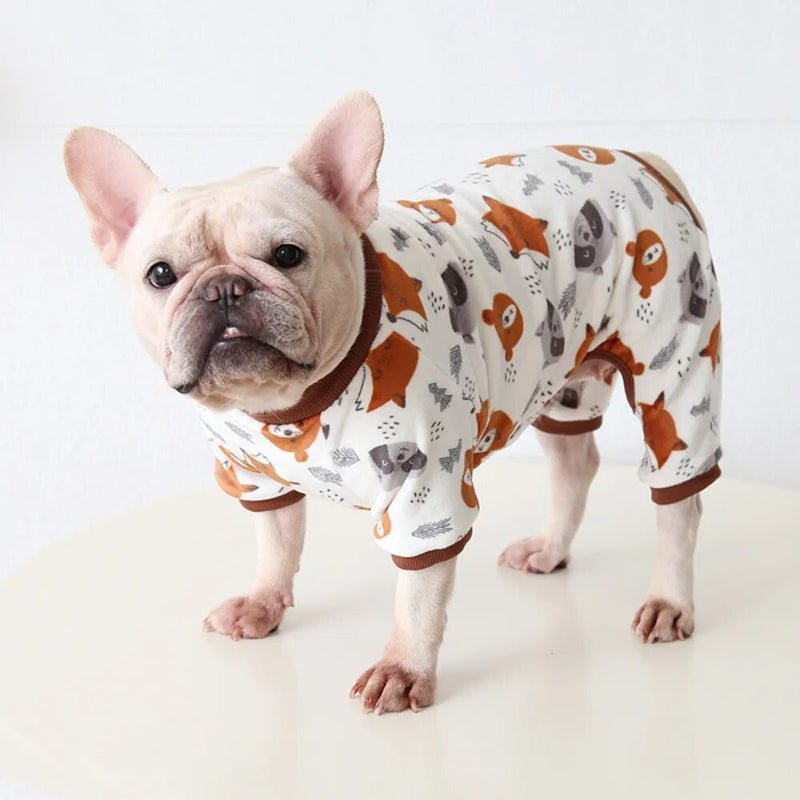 Puppy Pet Cartoon Jumpsuit Autumn Winter Cute Shirt Small Dog Soft Clothes Bulldog