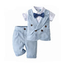 Baby Boys Clothes Set Formal Gentleman 1-4 Years Child Summer Sping Elegant Classic T-Shirt+Pants Tie Kids Outfits Costume Sets