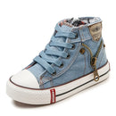 Children Shoes Sewing Thread Denim Kids Round Toe Outdoor Soft Sole Simple Retro Style Shoes