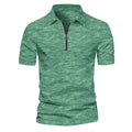 Summer Men Solid Polo Neck Short Sleeve Zipper Cotton Comfortable Breathable T-shirt Men Casual Loose Top