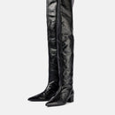 Black Over the knee boots Pointed toe Slip-on Middle heel Modern boots Modern boots