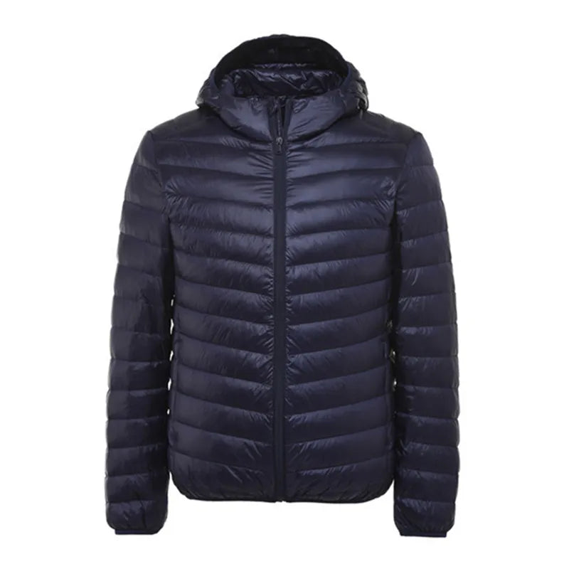 Warm Men Casual Hooded White Duck Down Jacket Thin and Light Men Down Coats