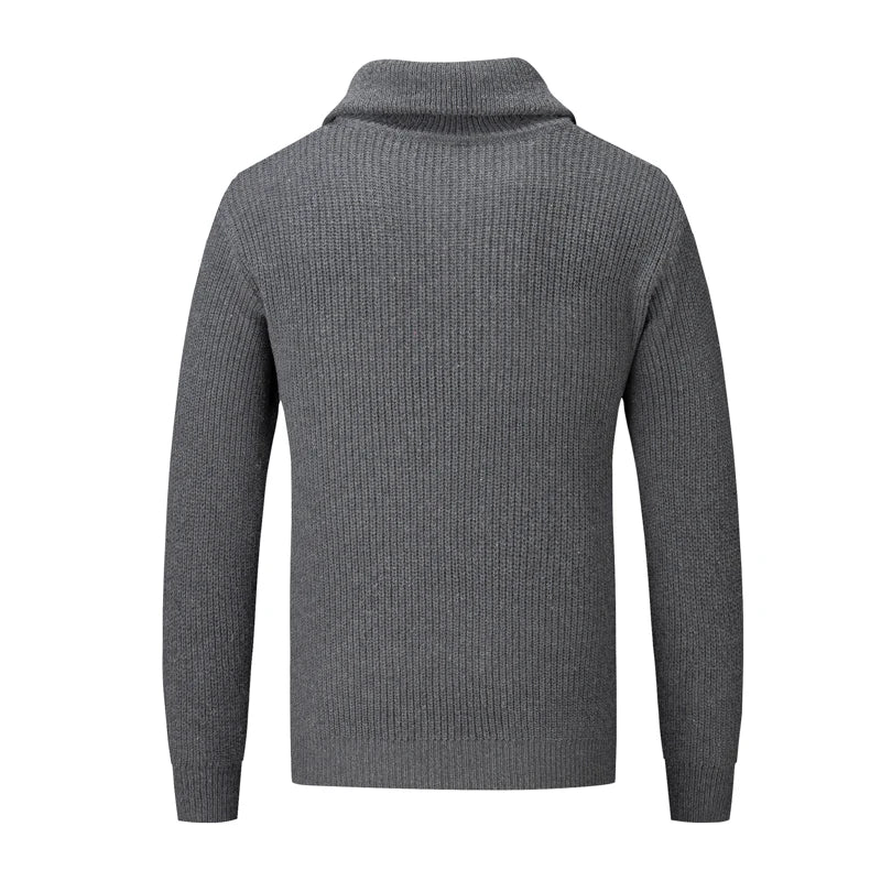 Winter Men's Fleece Thicker Sweater Half Zipper Turtleneck Warm Pullover Slim Knitted Wool Sweaters for Spring