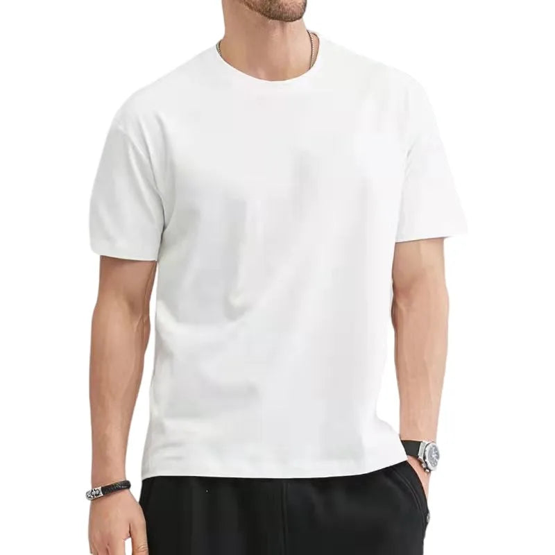 T Shirt For Men Summer Cotton Solid Blank O-neck Men Clothing