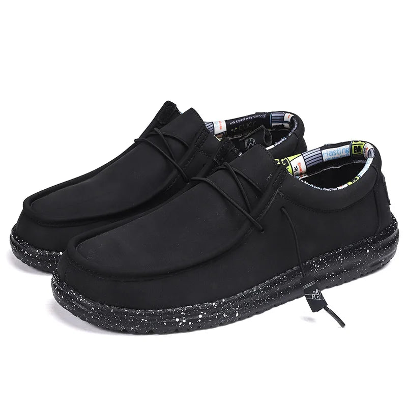 Leather Casual Shoes Men Dude Loafers Street Style Men's Slip-ons