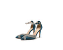 European and American High Heel Shoes Pointed Thin Heels Water Diamond Toe Hollow Shoes Satin Sandals