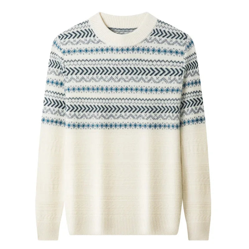 Cashmere men autumn winter jacquard knitwear sweater