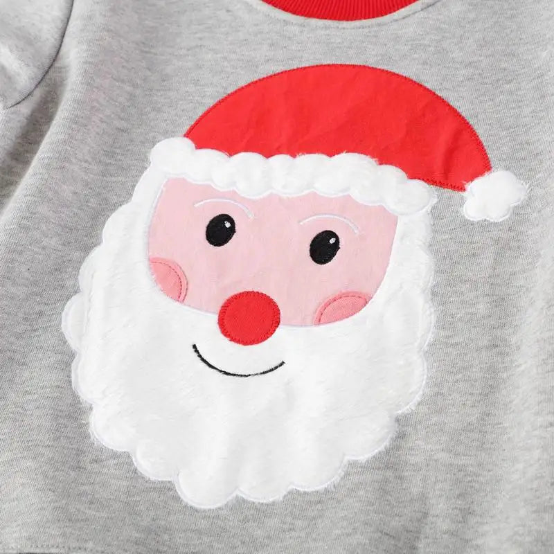 Christmas Costume Santa Claus Appliques Boys Sweatshirts for Kids Clothes