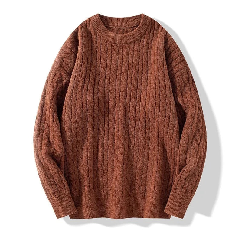 Vintage Casual Knitted Sweater Men Thick Warm Loose Pullover Jumper Knit Winter Sweater