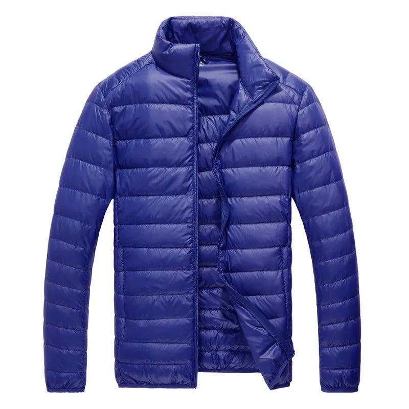 Autumn Duck Down Light Thin Solid Slim Casual Stand Collar Mens Down Jacket Male Down Coat