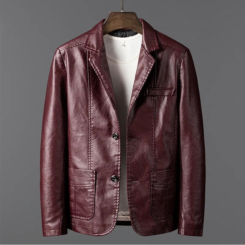 Autumn and winter leather men's trend handsome slim Blazer business coat leisure motorcycle leather Blazer