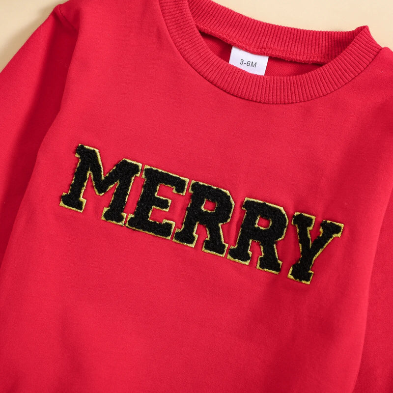 Christmas Baby Boys Girls T Shirts Long Sleeve Pullover Xmas Letter Autumn Sweatshirt Tops