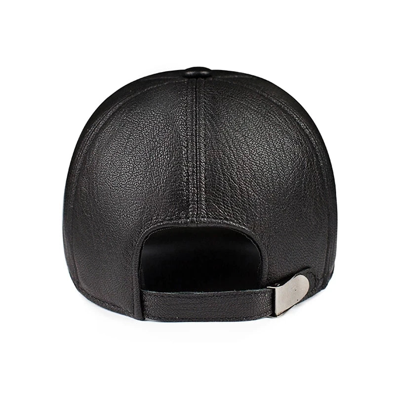 Leather Hats For Men Winter Genuine Baseball Caps Male Warm Hats