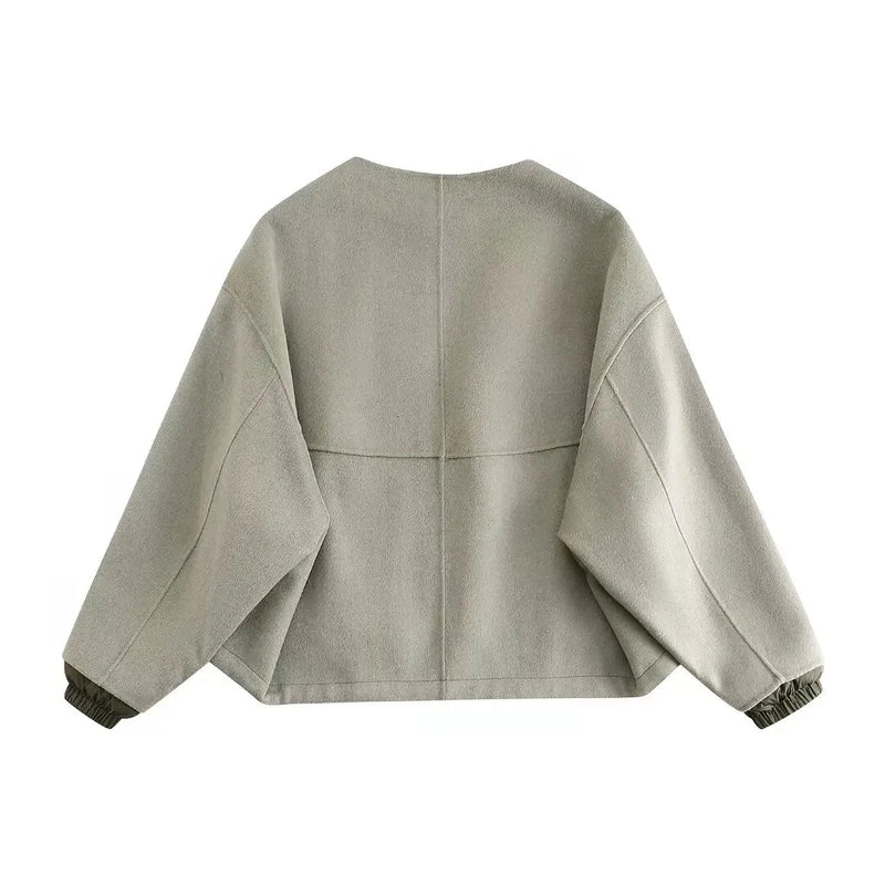 Women's Winter Street Jacket Loose Detachable Hood Reversible Stand Collar Women's Patchwork Pocket Jacket
